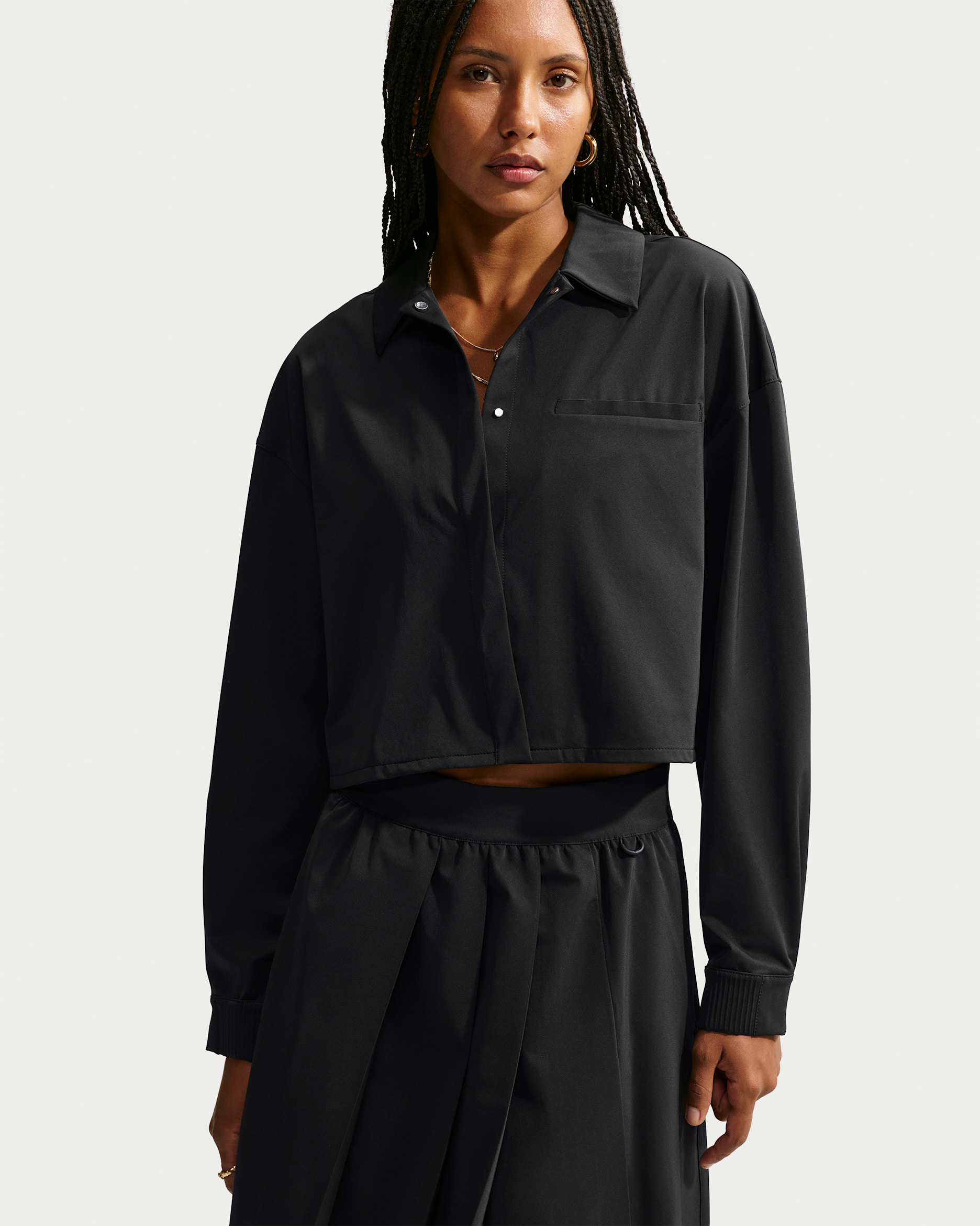 Nike ブラック アンダーシャツ ジップアップ Nike 24.7 PerfectStretch Women's Dri-FIT UV Protection Cropped
